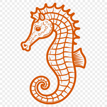 A stylized illustration of a seahorse, designed as vector art.