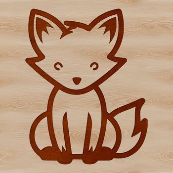 A simple line drawing of a cute fox sitting on its haunches, suitable for vector art and design.