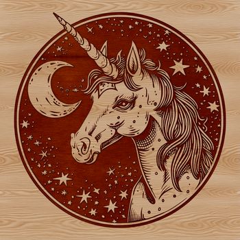 Vector illustration of a mythical unicorn's head from a fairy tale.