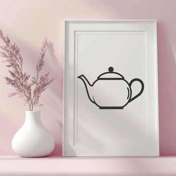 A stylized vector illustration of a teapot with a classic design.