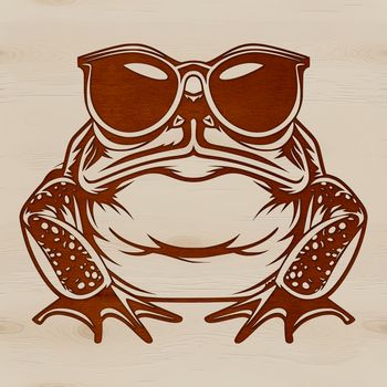 A cartoon toad wearing sunglasses in a playful vector design.