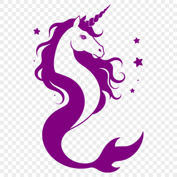 A mythical creature with the upper body of a human and lower body of a fish, combining elements of mermaids and unicorns.