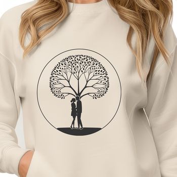 A stylized illustration of a tree with intertwined hearts, representing love and relationships.