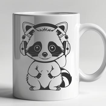 A raccoon illustration designed as clip art with a distinctive mask and agile posture.