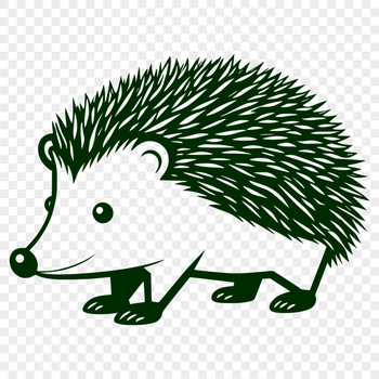 A detailed illustration of a hedgehog, suitable for use in digital designs.
