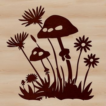 A stylized illustration of a mushroom with detailed textures, suitable for digital design and crafting.
