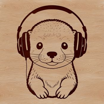 A stylized illustration of a wild otter in a natural habitat.