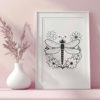 A colorful dragonfly illustration in vector format with intricate details.