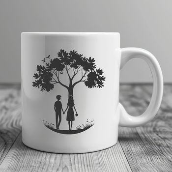 Illustrative tree symbolizing love and relationships for Valentine's Day or wedding designs.