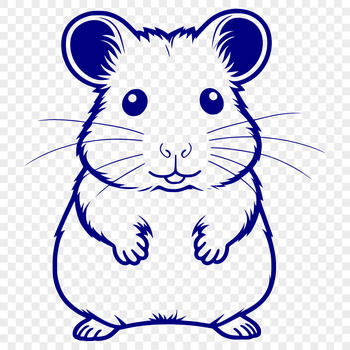 A small, furry hamster sitting in a cage, suitable for use as a vector graphic.