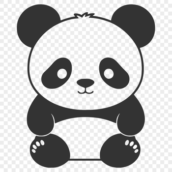 An outline-style graphic of a single panda bear against a simple background.