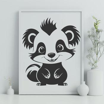 An illustrated vector image of a wild animal, specifically a skunk, created using digital design software.