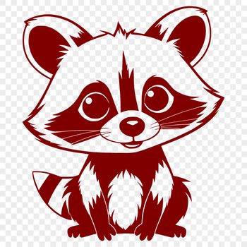 A detailed, scalable illustration of a raccoon in various poses.