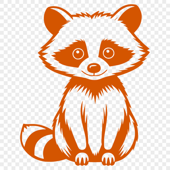 A small, furry raccoon with a masked face and bushy tail, illustrated in a digital vector format.