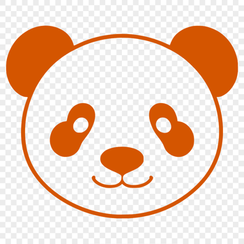 A close-up illustration of a wild Asian giant panda's head with distinctive black patches around the eyes.