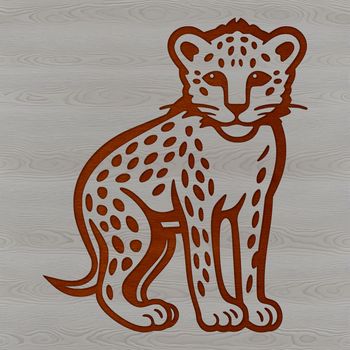 A cute cheetah standing on its hind legs in a simple line art style.