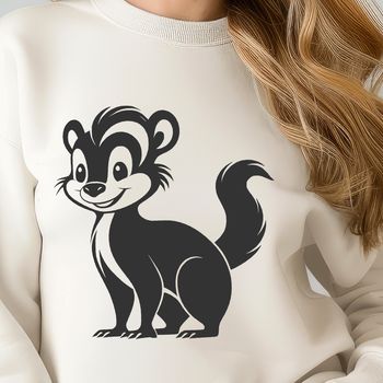 A wildlife illustration of a skunk in a neutral pose, suitable for various design applications.