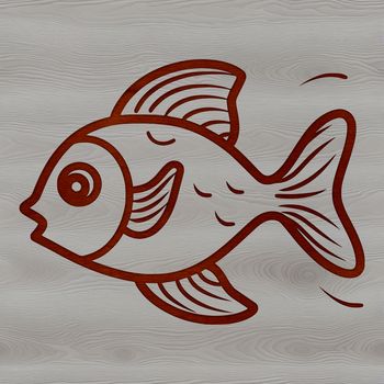 Colorful illustration of a smiling fish with cute facial features.