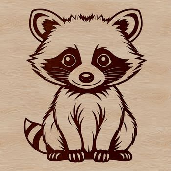 An SVG graphic of a racoon for digital design and printing applications.