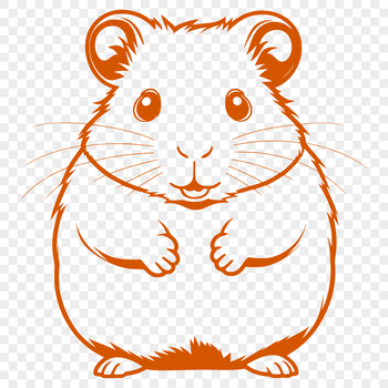 A digital illustration of a cute hamster in a circular habitat.