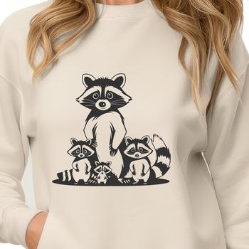 A detailed vector illustration of a raccoon, suitable for digital cutting machines and laser cutters.