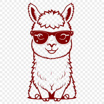 An alpaca wearing sunglasses in a vector illustration.