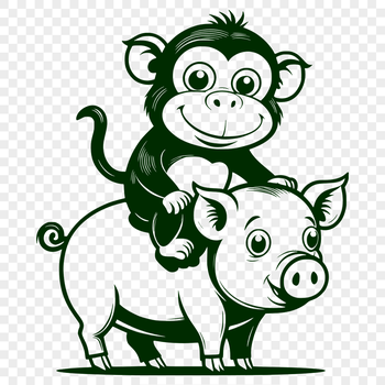 An illustration of a monkey-pig hybrid creature.