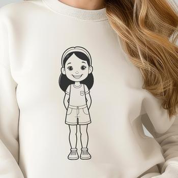 Vector illustration of a young girl in various poses, suitable for cutting machines or laser cutters.