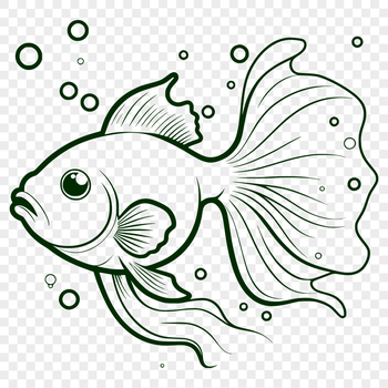 A simple illustration of a goldfish in a transparent background.