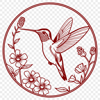 A colorful hummingbird perched on a vibrant floral branch.