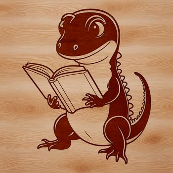 An SVG vector graphic featuring a salamander sitting with a book open on its lap.
