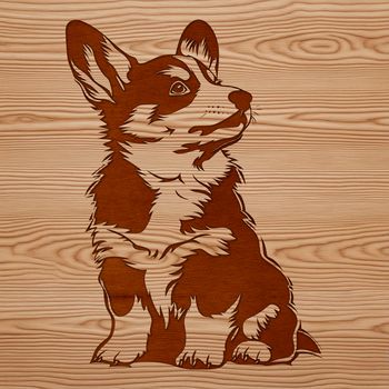 A detailed vector illustration of a sitting Welsh Corgi dog breed.