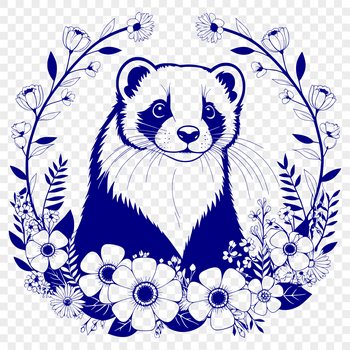 Ferret silhouette with a floral pattern in a vector format.