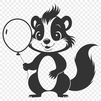 A simple illustration of a skunk animal with a bold black and white design.