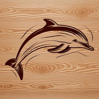 Dolphin marine mammal swimming in the ocean, illustrated as vector art.