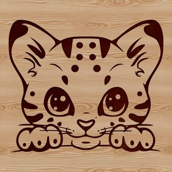A close-up illustration of a wild ocelot's face, showcasing its distinctive features.