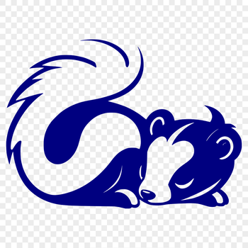 A skunk lying down in a relaxed position, depicted as a simple vector illustration.