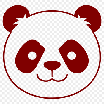 A black and white illustration of a wild animal, specifically a panda.