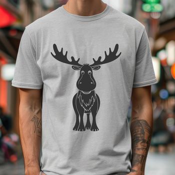 An illustration of a large North American moose in its natural habitat.