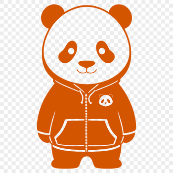 A digital illustration of a wild panda wearing a hoody, created in vector art style.