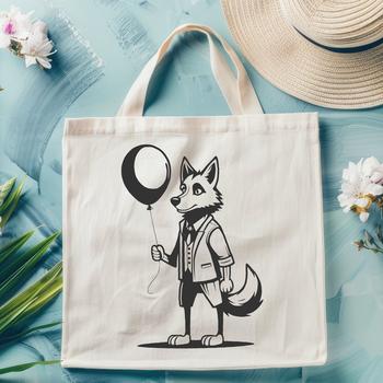 A full-body illustration of a standing wolf in a natural environment.