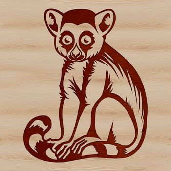 A colorful illustration of a Lemur in a natural habitat setting.
