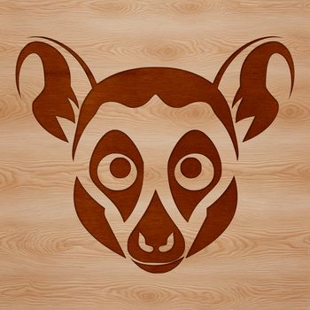 A simple line drawing of a lemur's head, ideal for vector designs and clip art.