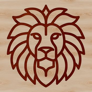 An illustration of a lion's face with bold lines and minimalist design.