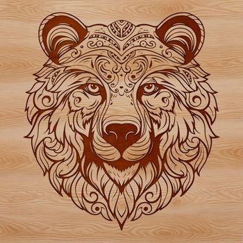 An SVG vector image featuring an intricately designed bear's head.