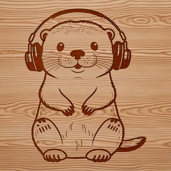 An illustration of a wild otter in a natural setting.