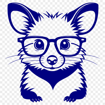A cartoon possum wearing glasses in a stylized illustration.