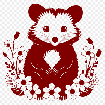 A detailed illustration of a possum in a natural setting.