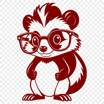 A vector illustration of a skunk wearing glasses, suitable for digital design and crafts.
