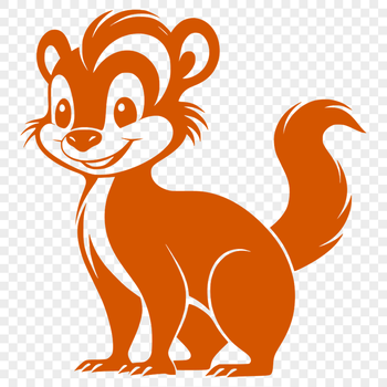 A vector graphic design featuring a skunk silhouette.